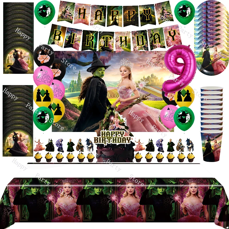 Wicked Birthday Party Decoration According Options Magic Witch Balloon Backdrop Cake Topper Wicked Birthday Party Supplies