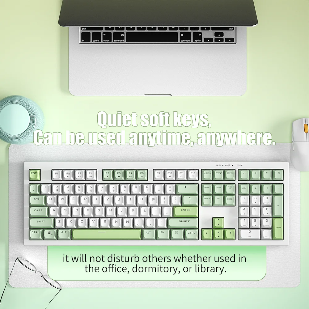 FURYCUBE BM108 Ultra-Quiet Membrane Keyboard with Rainbow Backlit and Simulated Mechanical Feel Perfect for Home and Office Use