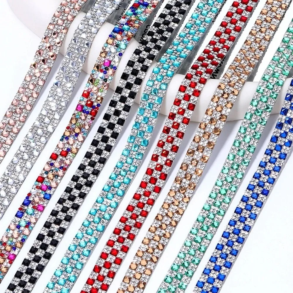 1Yard Self Adhesive Crystal Rhinestone Sticker 1.2cm Width Multicolour Diamond Ribbon Adhesive Diamond Crystal Motif