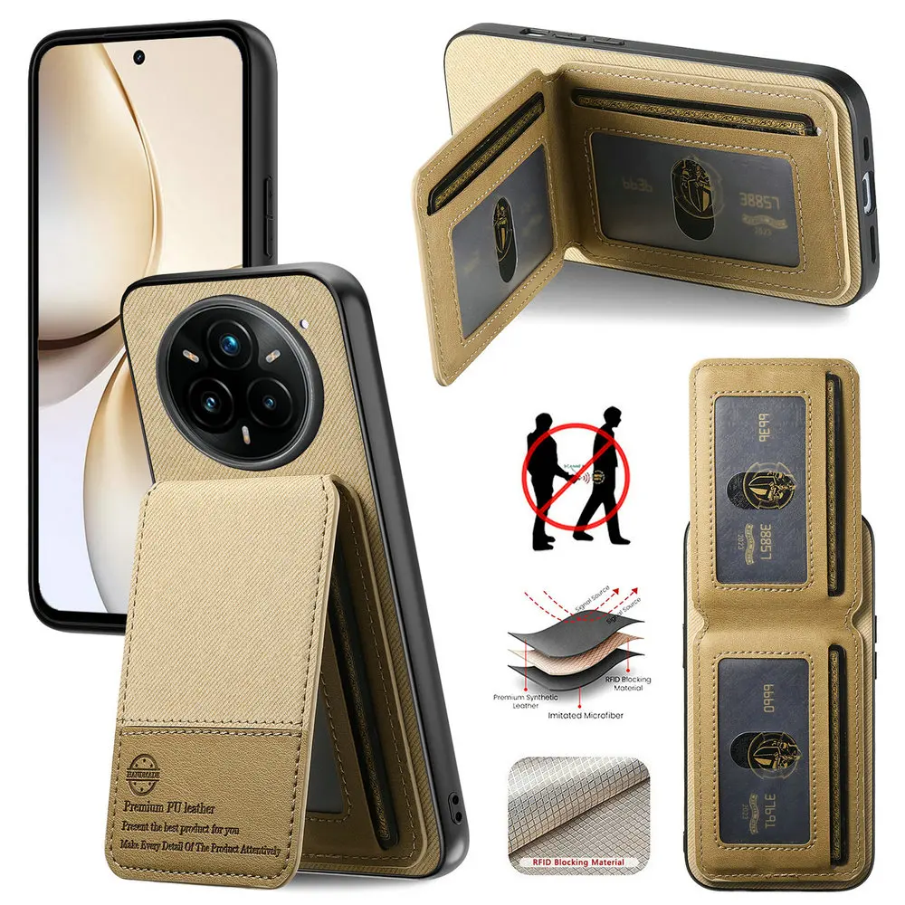 

Кожаный чехол для карты Pop Realme 14 Pro Plus 5G 2025 RFID Bumper Funda Realme 14 Pro Plus, чехол Realme14 13 12 Pro 14X с магнитом Flip Co