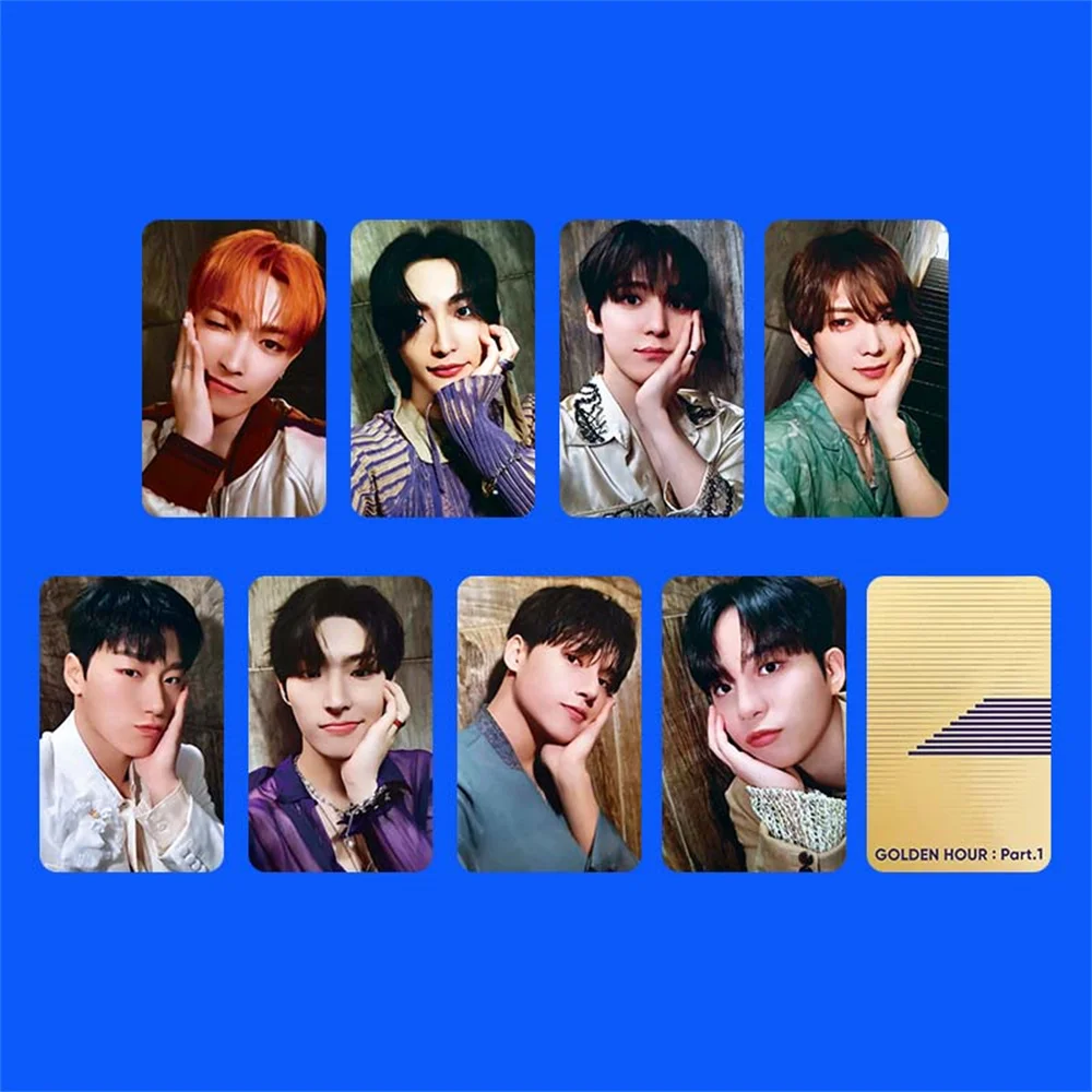 Kpop ATEEZ Mini 10th Album GOLDEN HOUR Part.1 Photocard Double Sides Printing Coated Card Korean Style LOMO Card Fans Collection