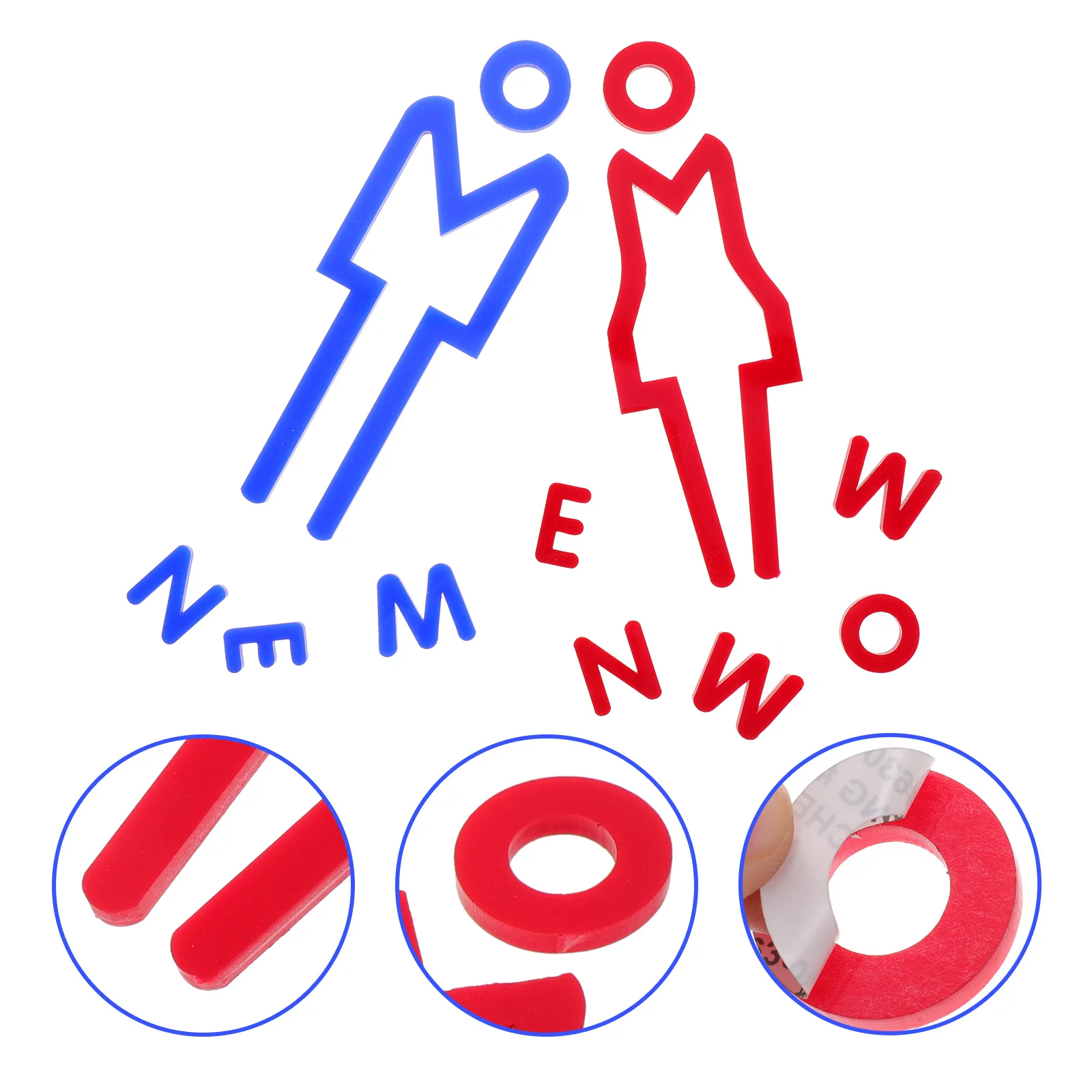 

2Pcs Toilet Sign Acrylic Self Adhesive Clear Restroom Door Signs Men Women Bathroom Identification Plate for Hotel Store Public