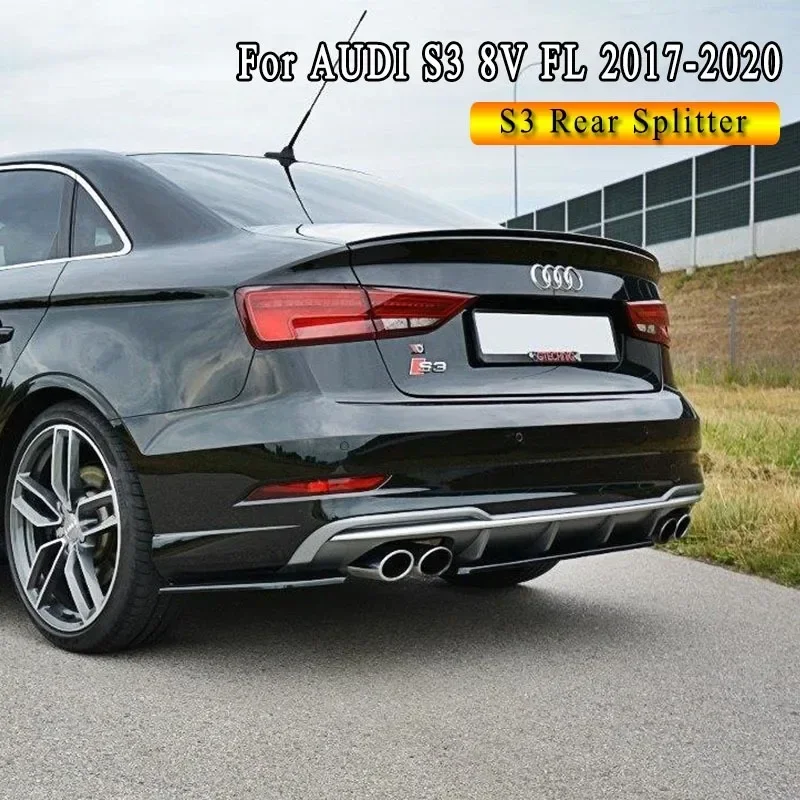 Tylny Splitter Maxton Style 1:1 do Audi S3 8V Facelift Sedan 2017-2020 Dyfuzor Tylnego Zderzaka Spoiler Splitter Bodykit Tuning