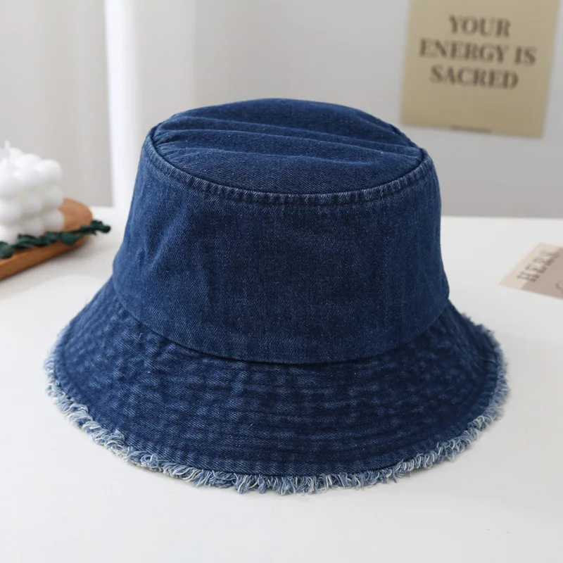 Washed Denim Fisherman Hat Vintage Vintage Denim Bucket Hat Unisex Fashionable and Versatile Sun Shading