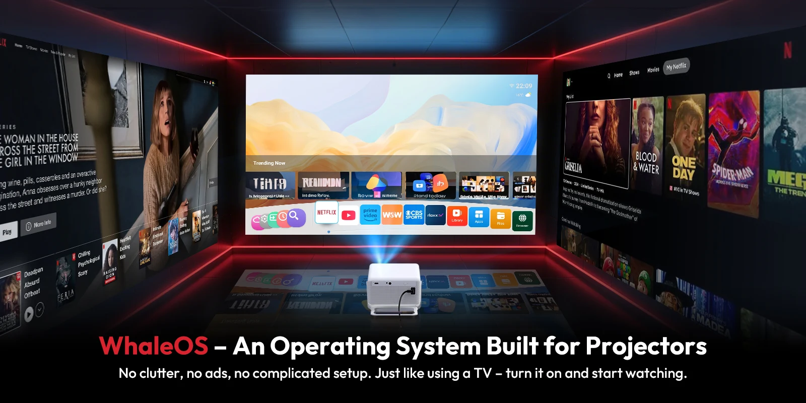 XGODY Native 1080P Smart-Projektor mit Netflix/YouTube/Primevideo, 700 ANSI, Autofokus & Keystone Heimkino-Projektor N6 Pro – Detail 3