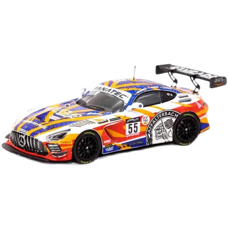 Scale model 1:64 Mercedes-Benz AMG GT3 24 Hours of SPA No. 55 Sports car die cast alloy model Collection Presents for children.