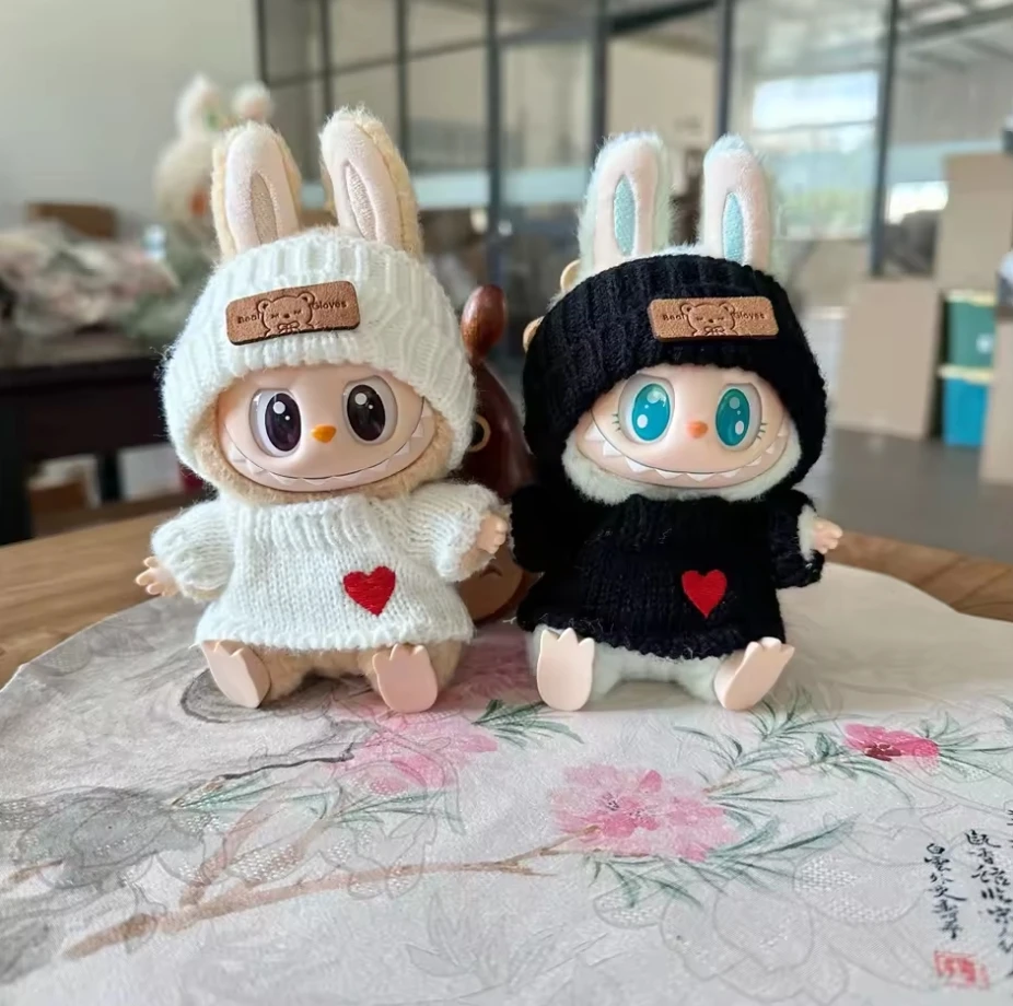 Pour Labubu v1/v2/v3 vêtements de poupée couleur unie pull à capuche poupée vêtements tenue ensemble pour Ropa Labubu poupées accessoires habiller