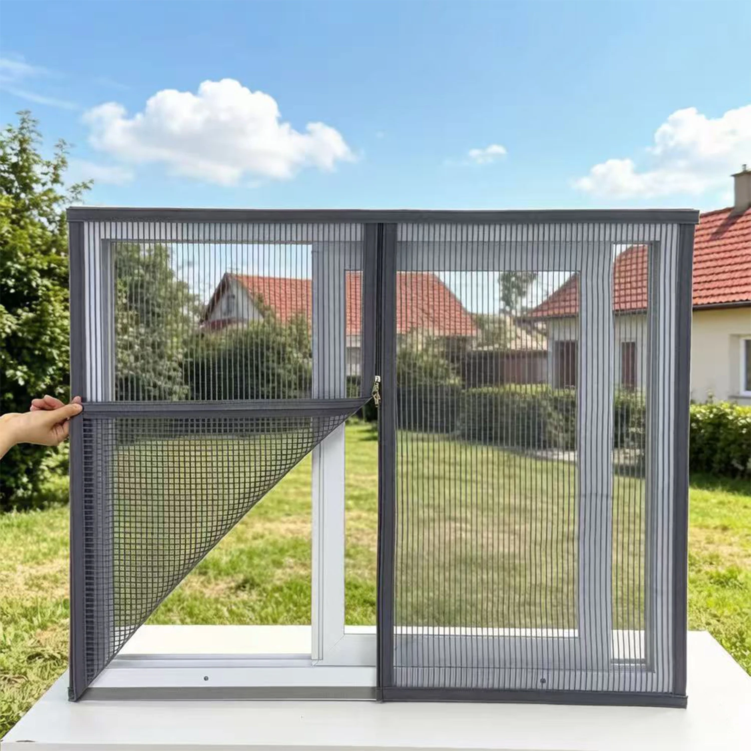 Window Screen Mosquito Net, Household Self-Adhesive Insect Proof Net, Breathable Net, Child Pet Friendly, No Drilling, Gray