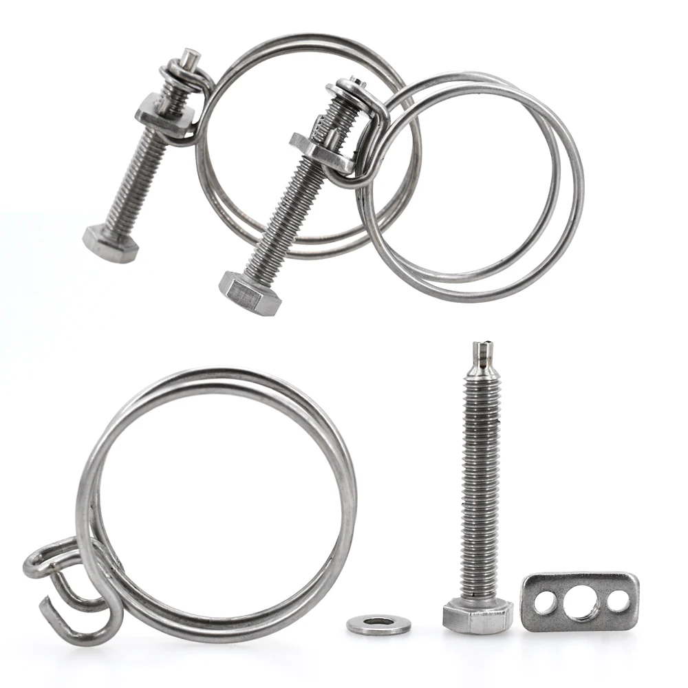 Double Wire Throat Hoop 304 Stainless Steel Pipe Hose Clamp Strong Clip Adjustment Fixed Upvc Fastening Rubber Ventilation Pipe