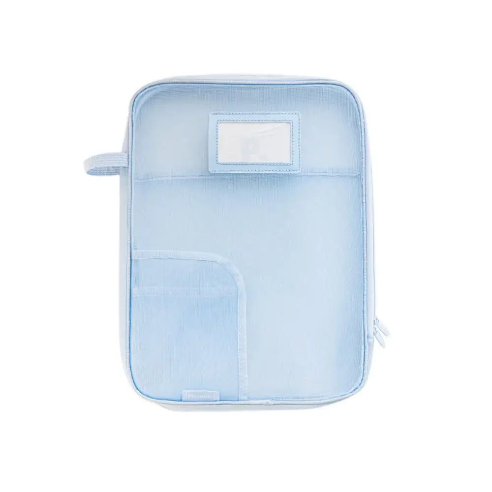 A4 Nylon Mesh File Bag Transparent Solid Color Transparent Zipper Pouch Multifunctional Large Capacity File Pocket Kids