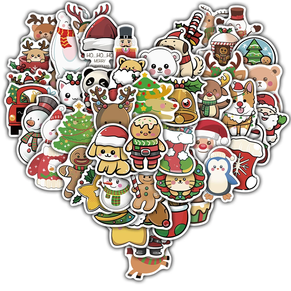 50 قطعة عيد الميلاد الكرتون ملصق تخصيص الإبداعية مقاوم للماء دراجة نارية دراجة الفن الغيتار ملصقات الكمبيوتر المحمول عادية الزخرفية