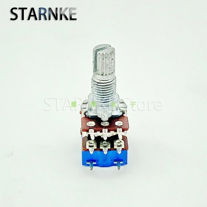 2PCS R12 Type Double Potentiometer With Switch B20K Computer Speaker Volume Switch Potentiometer 15mm Axis Length