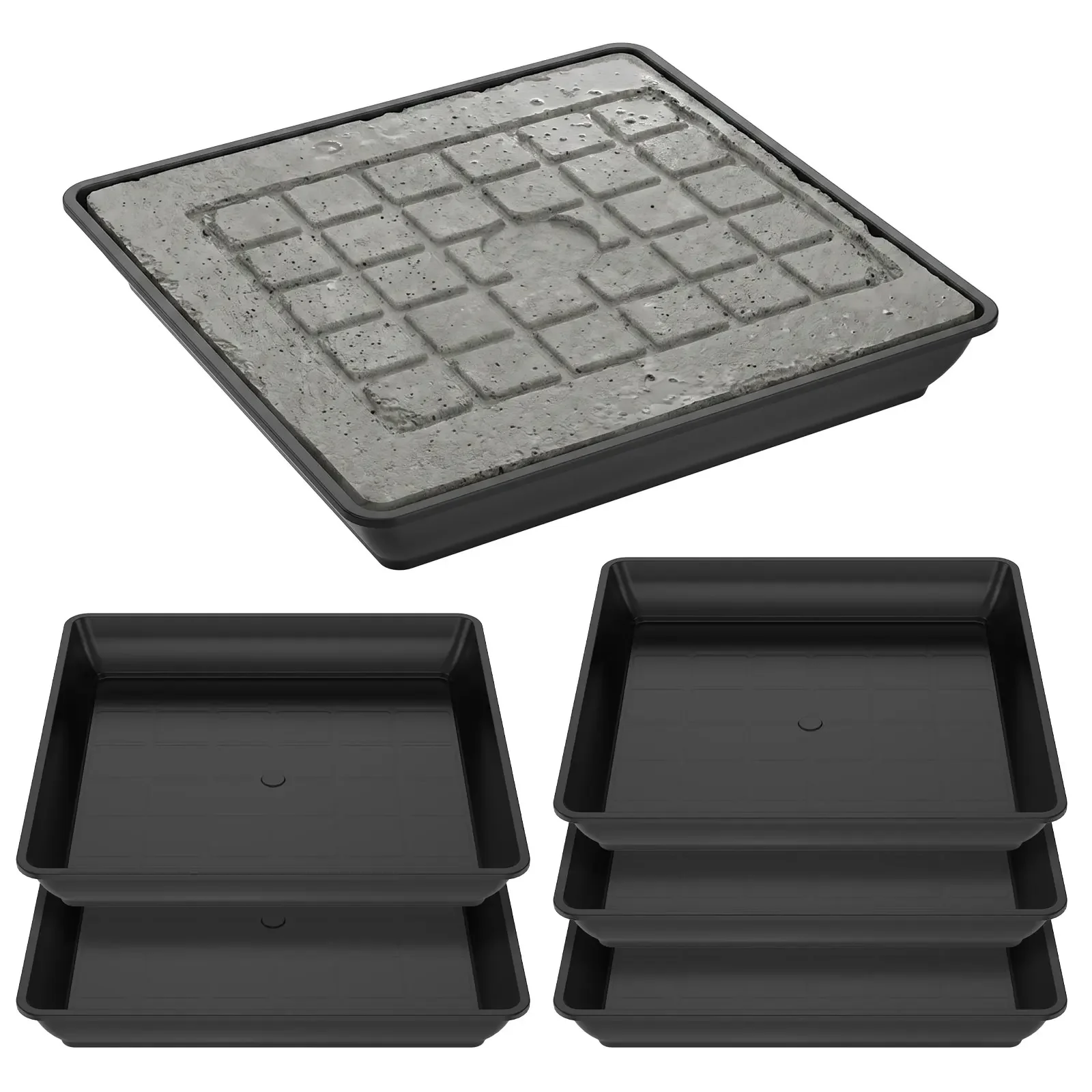 6 Pack 12 Inch Concrete Stepping Stone Molds Reusable Path Maker Plastic Paver Mold for DIY Garden Walkway Patio Yard Landscapin