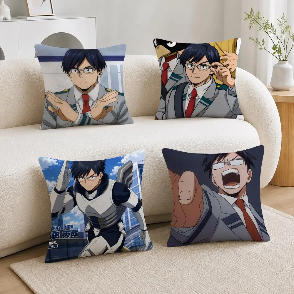 Anime Character Tenya Iida Cushion Cover Soft Plush Cushion Covers Fluffy Throw Pillow Cases for Sofa Bedroom Home Decor