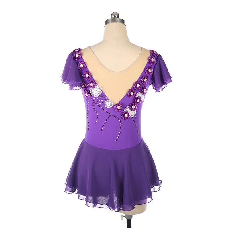 فستان مسابقة التزلج على الجليد من Nasinaya مخصص للنساء والأطفال والجمباز الإيقاعي ملابس بأكمام قصيرة على شكل زهرة وردية #2