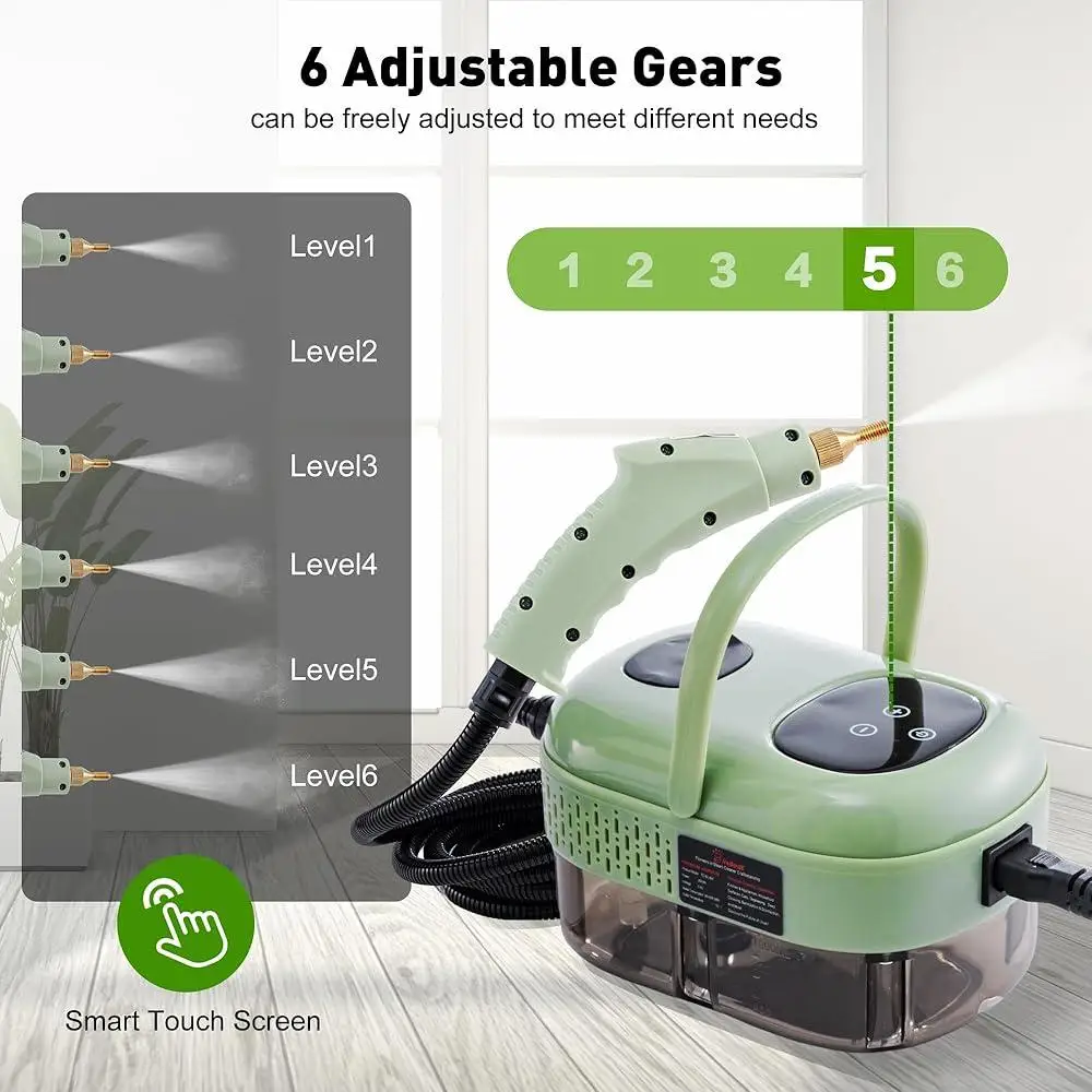 휴대용 스팀 청소기 고압 기선 2500W 빠른 열 15s 터치 컨트롤 6 레벨 9 액세서리 홈 청소 도구