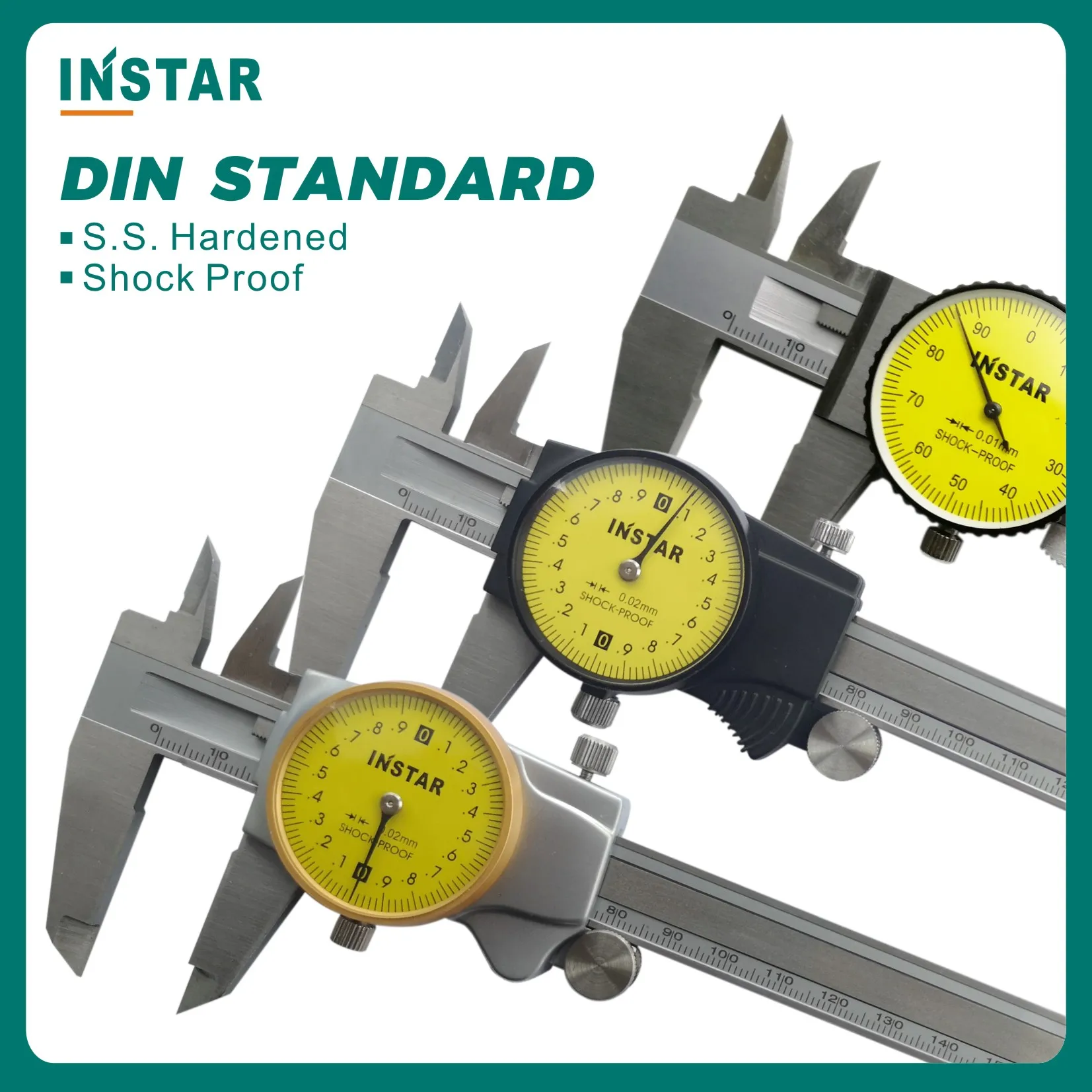 INSTAR Dial Vernier Caliper 0-150mm 200mm 300mm Stainless Steel Industrial Quality 0.02mm