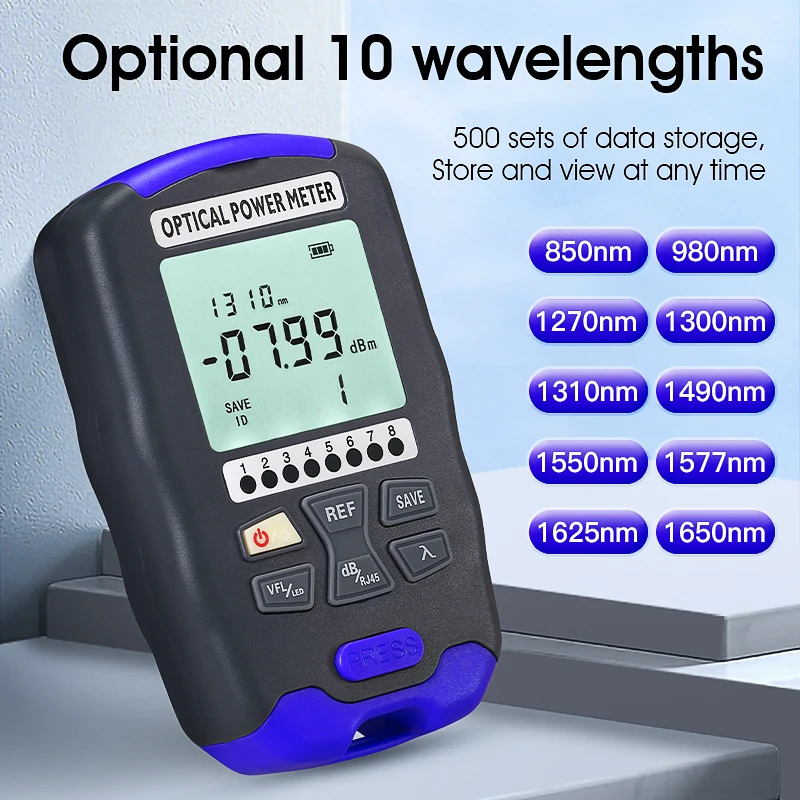 AUA-DC70 Перезаряжаемый измеритель оптической мощности (OPM) Визуальный локатор неисправностей (1/10/15/30/50 МВт VFL) Универсальный тестер оптоволокна Инструмент FTTH