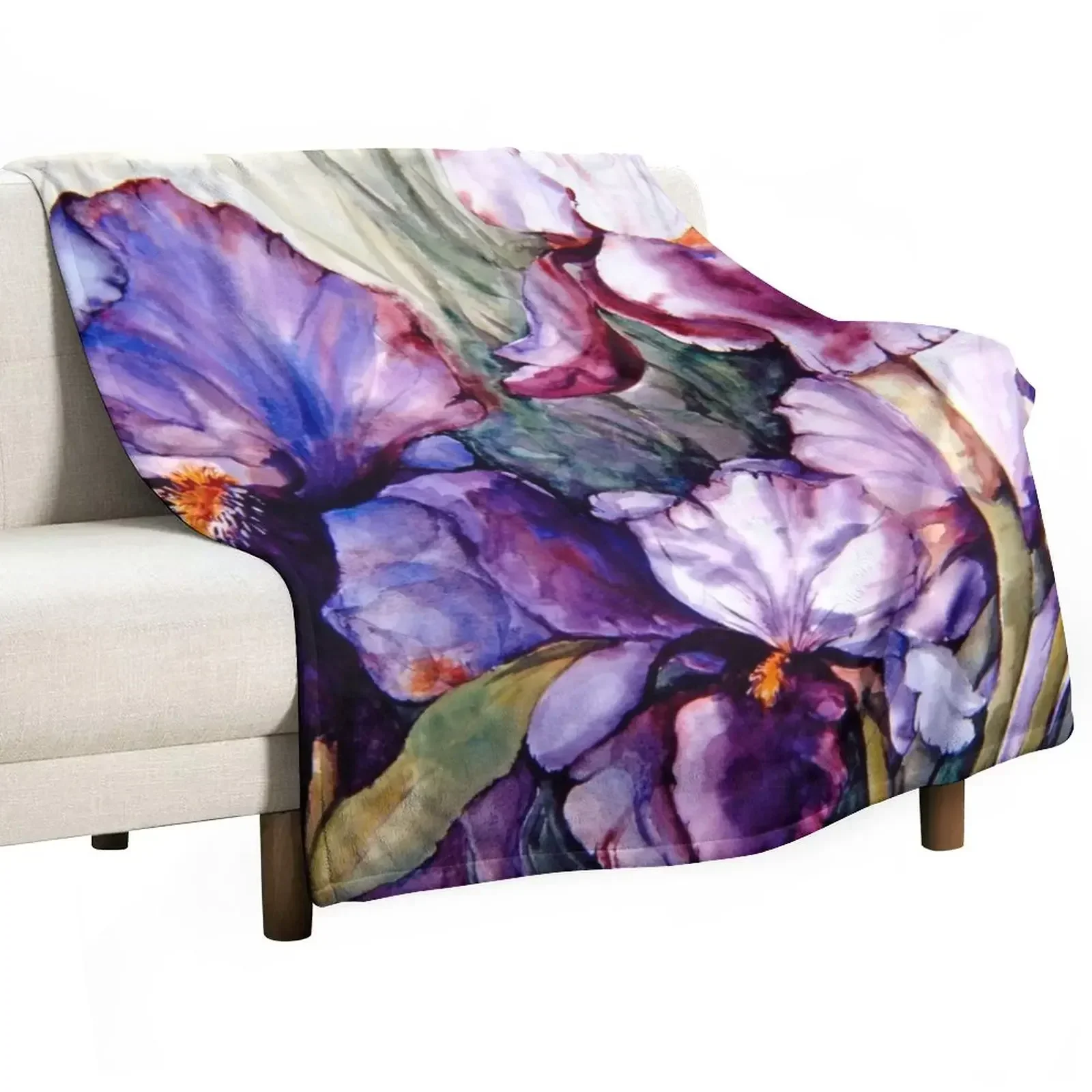 New Purple Iris Art Garden Throw Blanket Plaid on the sofa anime Luxury Designer Blankets