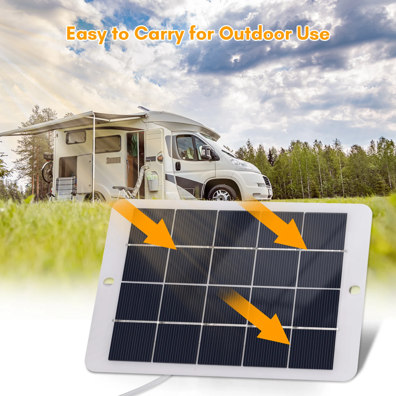 3W 5V Portable Solar Charger Waterproof Solar Panel Charger USB for Charging Mobile Phones Mini Fans LED Light Monitor Camera