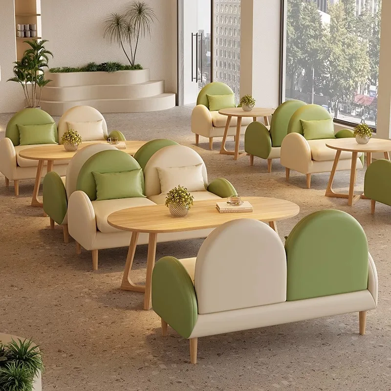 Custom. Internet Celebrity Cafe Baking Commercial Rest Area Negotiation Reception Clothing Store Booth Sofa Milk Tea Shop Table