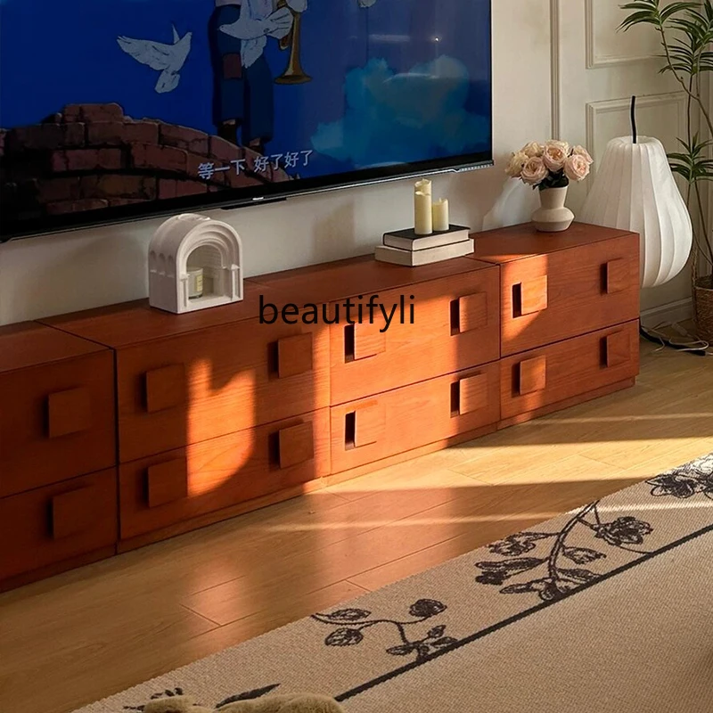 Nordic Solid Wood TV Modern Minimalist Locker Living Room Combination Carmen Cabinet Chest of Drawers