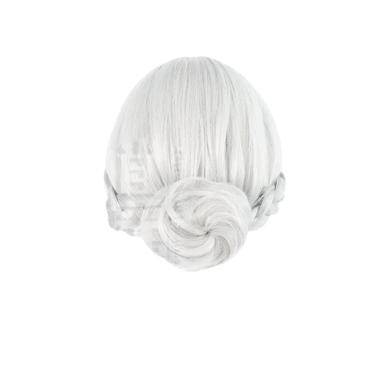 High Quality Promised Day Cosplay Wig 45CM Silver White Heat-resistant Synthetic Hair Halloween Party Cosplay Wigs+wig Cap