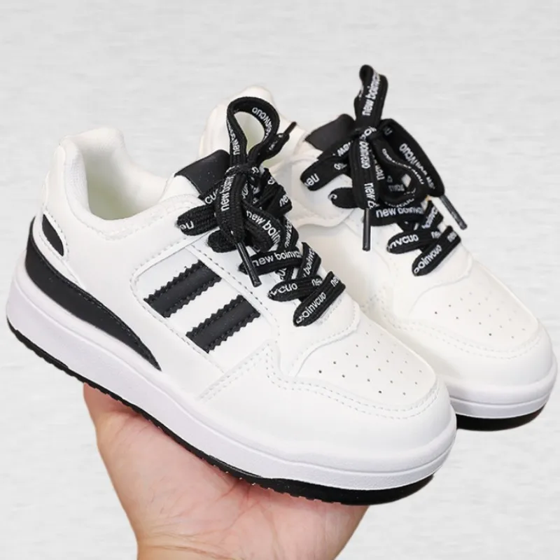 Spring Autumn New Children Sneakers Boys Girls Low Help Skate Leather Shoes Non-slip Soft Sole Versatile Sport Casual Shoes