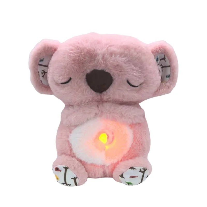 Breathing Bear Baby Soothing Otter Plush Doll Toy Baby Kids Soothing Music Baby Sleeping Companion Sound and Light Doll Toy Gift