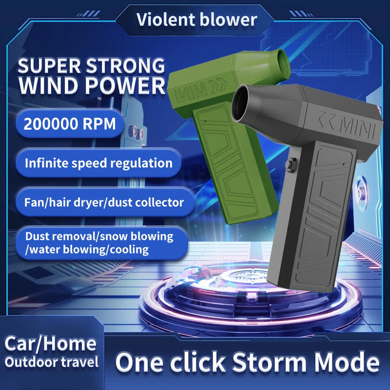 

Violent Fan 200000RPM Powerful Air Blower Vacuum Dust Cleaner Type-C Charging Strong Winds 52m/s Brushless Turbo Jet Blower ﻿
