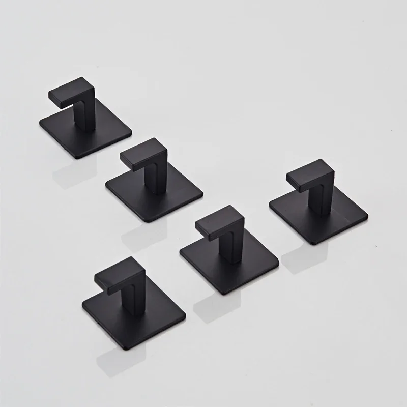 1/4pcs Black Wall Hooks Self-Adhesive Hanging Rack Keys Clothes Hanger Door Robe Hook Coat Rack Towel Holder Bathroom Accessorie