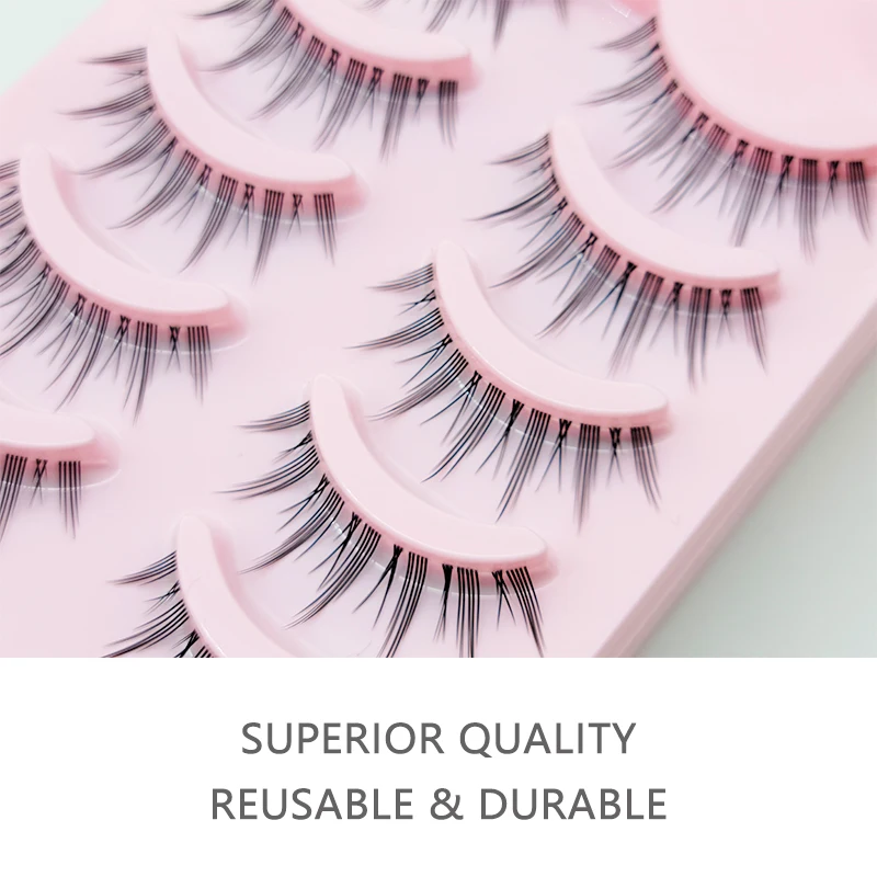 New Natural Lashes 5-Pairs Manga Lashes Soft False Eyelashes Anime Lashes Thick Fake Eyelashes Daily Dating Makeup Lashes Wispy