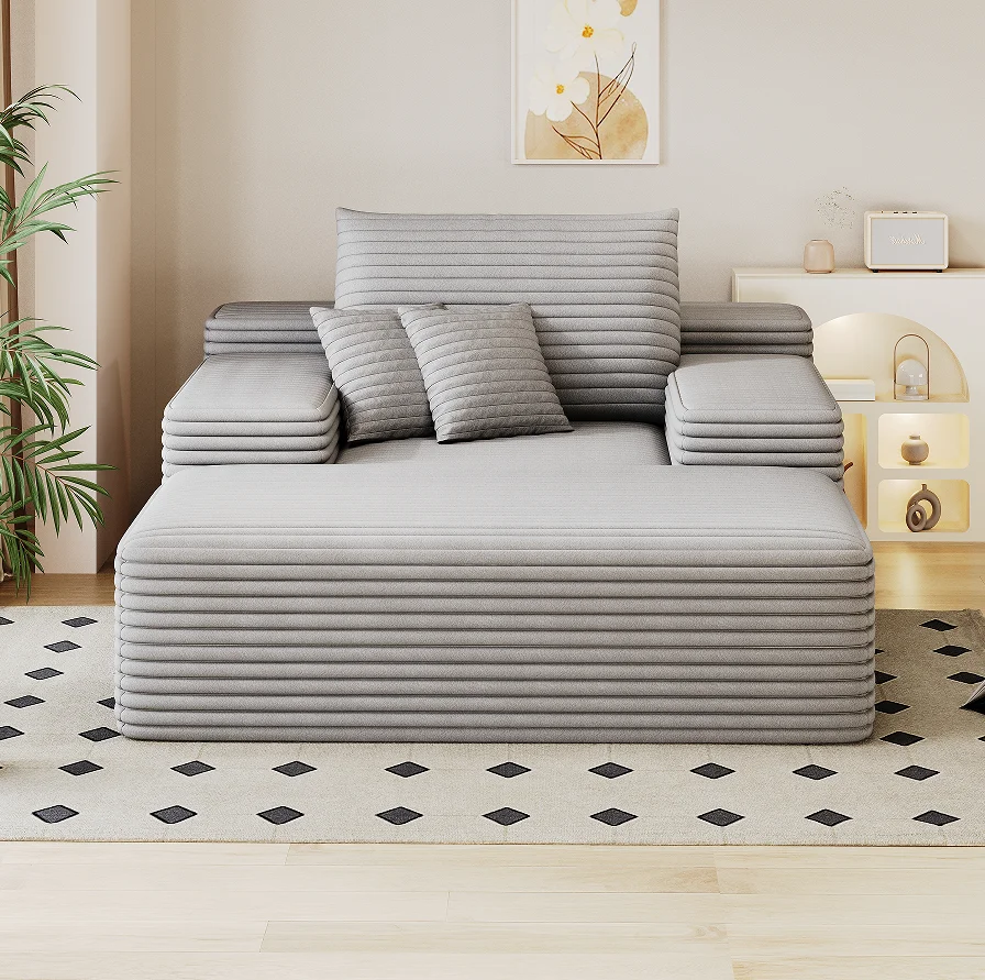 #Lounge Chair Indoor Oversized Upholstered Sofa Bed Sleeper Modern Sectional Fluffy Plush Corduroy Apartment Living Room