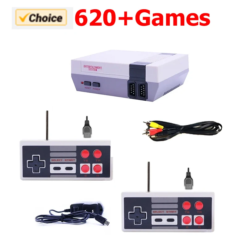 Console de Vídeo Portátil para Recreação Familiar com Saída AV, Retro, 620 Jogos Clássicos Integrados, Controle Duplo, Brinquedo para Jogos, Presente de Férias