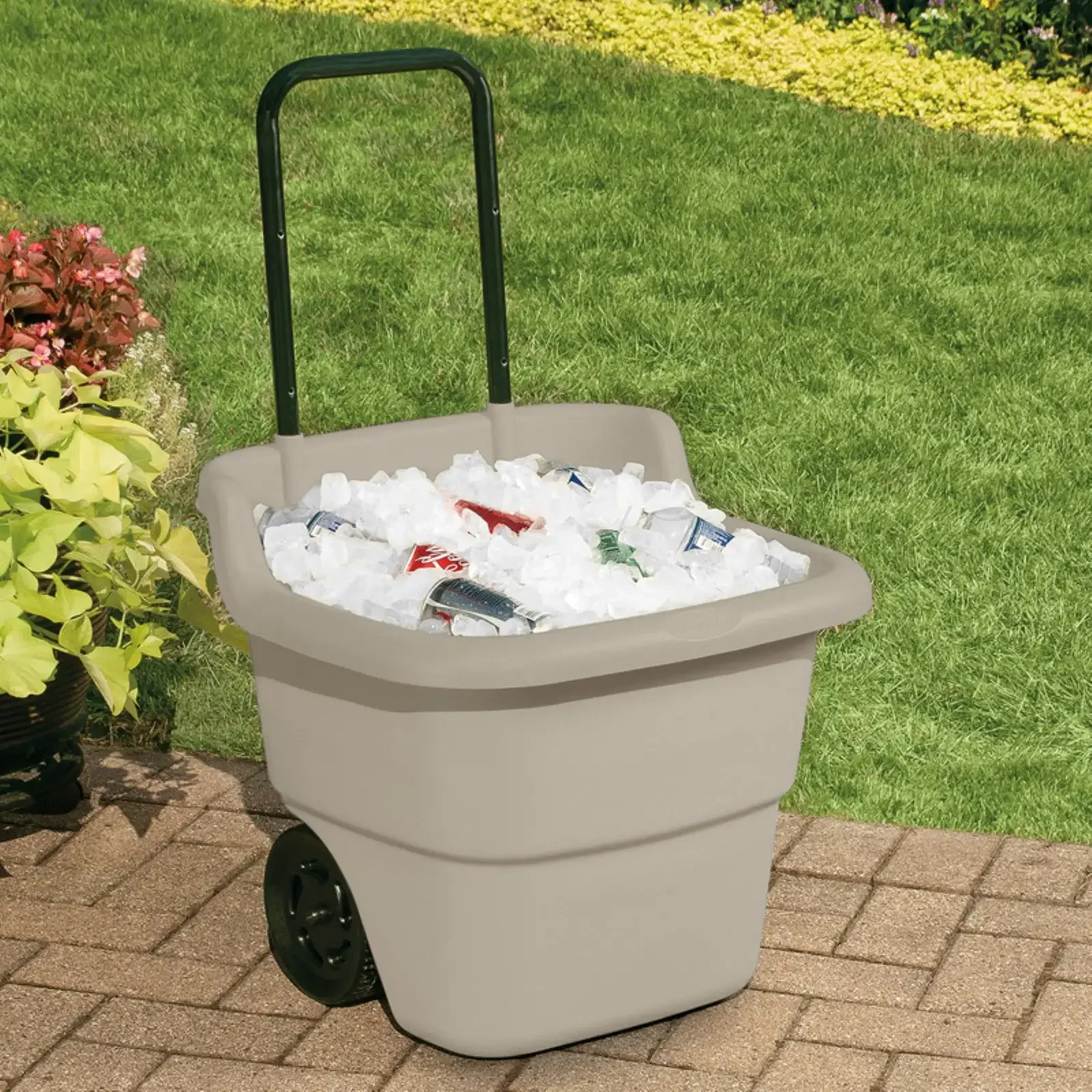 For Suncast 15 Gallon Resin Rolling Lawn and Utility Cart 20.75 in D x 35.75 in H x 22.5 in W Holds up to 15 gallons Durable