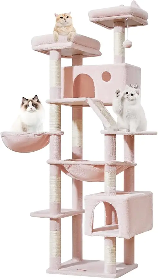 

Taoqimiao Cat Tree 71-Inch, Cat Tower for Indoor Cats Large Adult, Multi-Level Large Cat Condo, 8 Sisal Scratching Posts, Metal