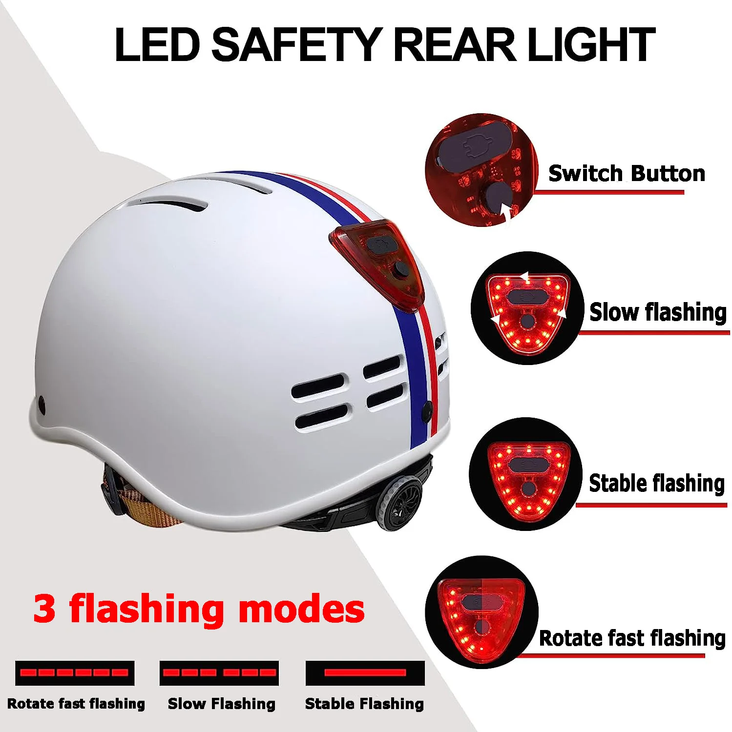 Exclusky Adult Cycling Helmet LED Light Lightweight Road Mountain Bike Helmet Women Men Safety Bicycle Rollerskating Helmet