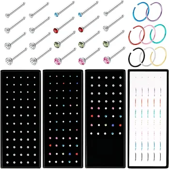 Fashion Crystal Stainless Steel Nose Stud Piercing for Women Hypoallergenic 1.8mm Nose…