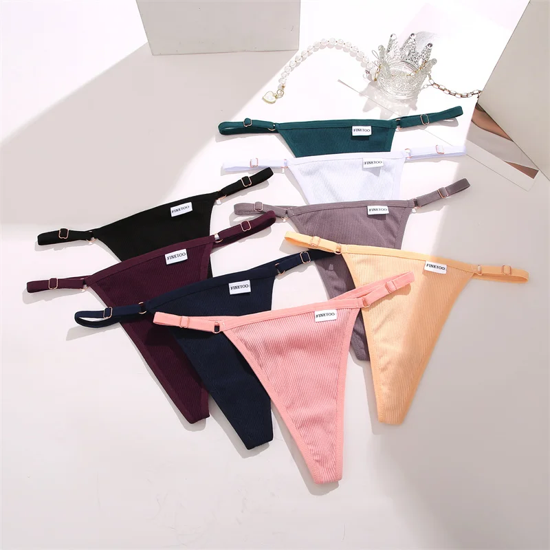 Women\'s Panties Cotton Thongs Adjustable Waist Sexy G-String Solid Color Seamless Intimate Female Underpants Lingerie S-XL