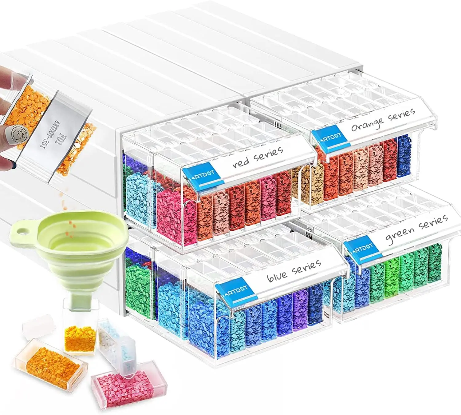 

Stackable Bead Organizer 140 Slots - Diamond Painting Storage Containers with Accessories