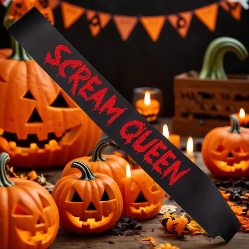 

Scream Queen Horror Sash Retro Horror Themed Party Sash Perfect for Halloween Costumes Horror Movie Nights & Spooky Celebrations