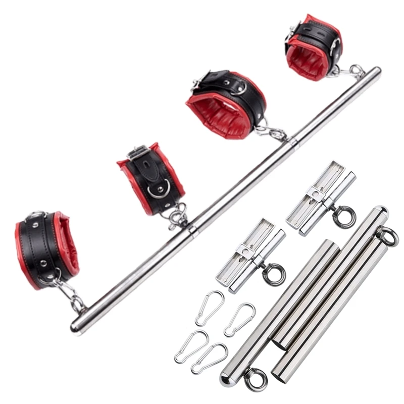 BDSM Bondage Set Stainless Steel Extend Spreader Bar Sex Slave Handcuffs Ankle Cuffs Fetish Restraints Adult Sex Toys for Couple