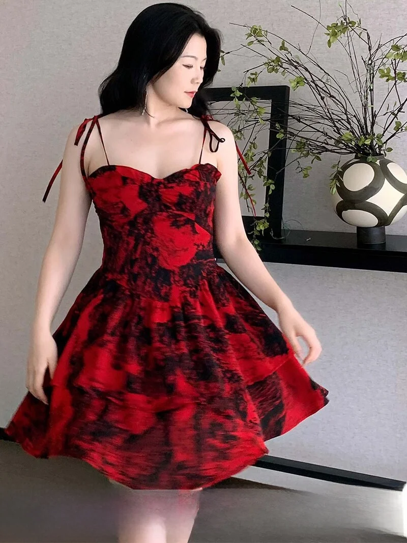 

Large Size Summer New Style ML Jasmine Strapless A-Line Dress Beach Vacation Oil Painting Print Short Skirt Women's Clothing