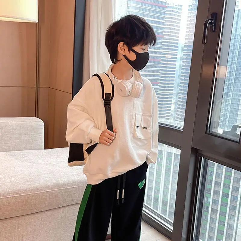 Boys Hoodie Sweatshirt 2026 Spring Autumn Long Sleeve Pullover Casual Loose Fit Kids Outerwear Children Clothing 4