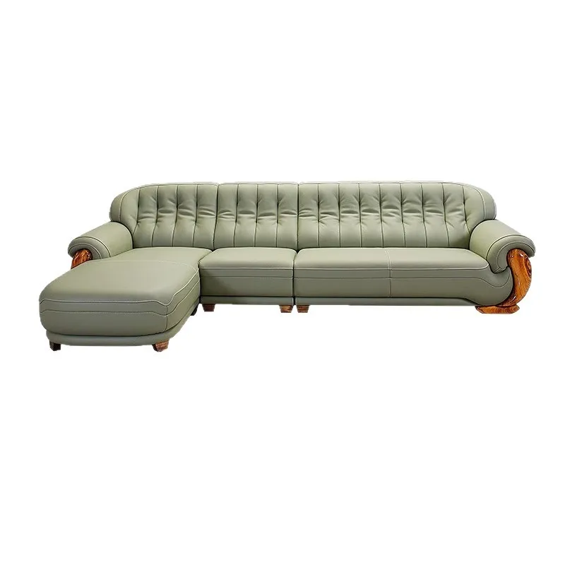 

New Chinese style, ebony wood, leather, sofa, high-end, villa, living room, simple