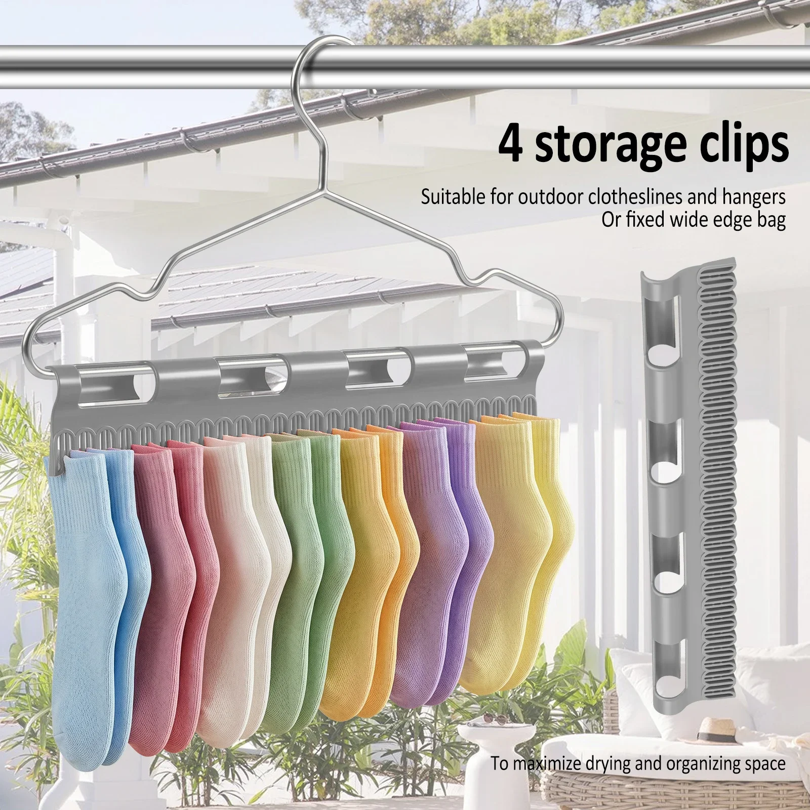 4Pcs Stockings Drying Clip Plastic Laundry Hanger Clip Versatile Clothes Drying Hanger for Hanging Towel Underwear Dishcloth