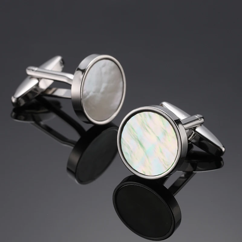 Luxury men\'s French shirt cufflinks High-end round Shell Cat\'s Eye Stone Redwood cuffs buttons Business suit accessories jewelry