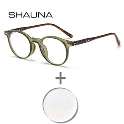 SHAUNA Retro Rivets Round Punk TR90 Women Prescription Glasses Fashion Men Myopia/Hyperopia/Progressive Optical Lens with Recipe