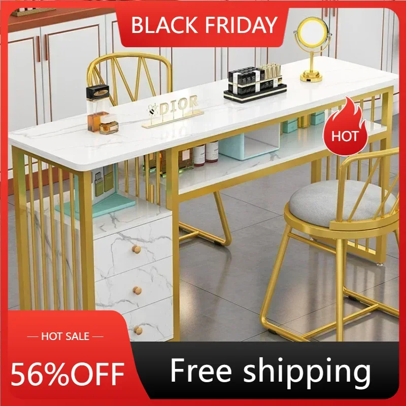 Nordic Japanese Nail Table Golden Simple Designer White Manicure Table Professional Exquisite Mesa De Manicure Furniture YX50ZJ