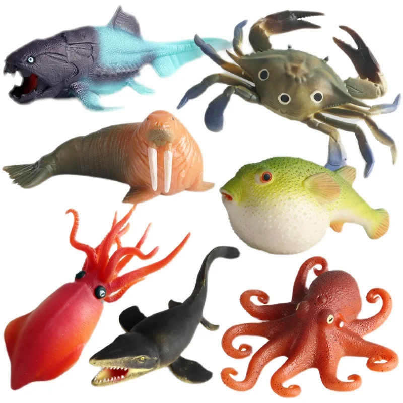 

Soft rubber silicone stinger puffer fish squid stress relief pinching music tricky toys soft ocean model children's cognition